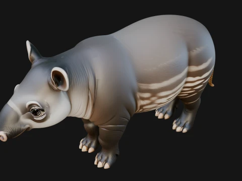 Lowland Tapir Statue Design 4 - 3D Print Model 3D Print Model
