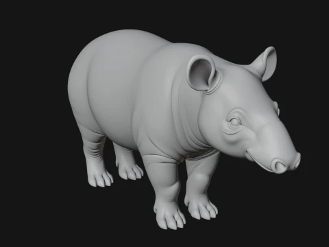 Lowland Tapir Statue Design 4 - 3D Print Model 3D Print Model