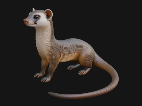 Weasel Statue Design 1 - 3D Print Model Modello di stampa 3D