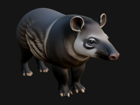 Lowland Tapir Statue Design 6 - 3D Print Model 3D Print Model