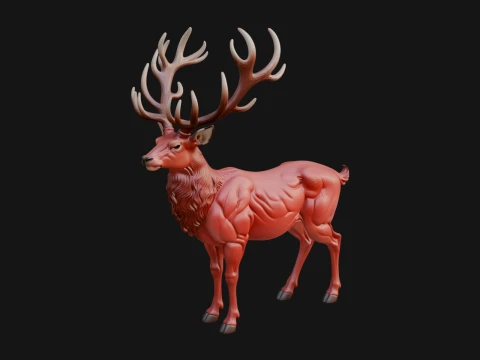 Stag Deer Statue Design 5 - 3D Print Model Modello di stampa 3D