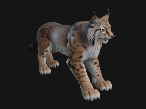 Eurasian Lynx Statue Design 2 - 3D Print Model 3D Baskı Modeli