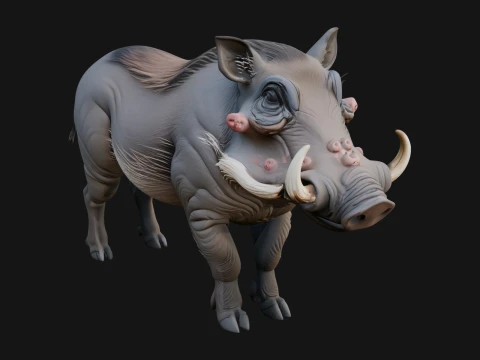 Wild Boar Statue Design 5 - 3D Print Model 3D Print Model