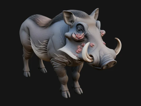 Wild Boar Statue Design 6 - 3D Print Model 3D Print Model