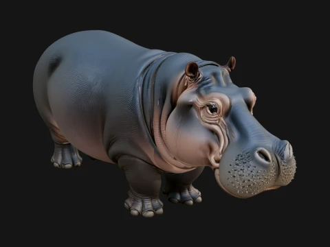 Hippopotamus Statue Design 2 - 3D Print Model 3D printmodel