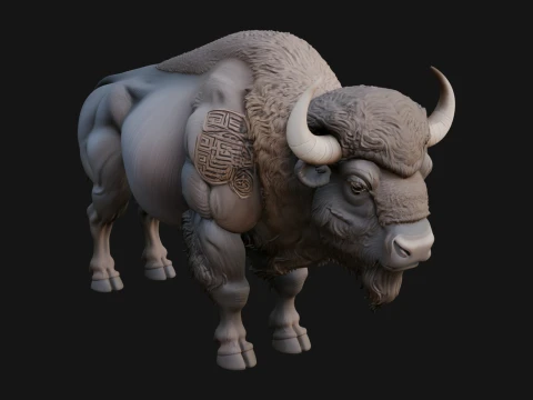 Water Buffalo Statue Design 2 - 3D Print Model 3D Print Model