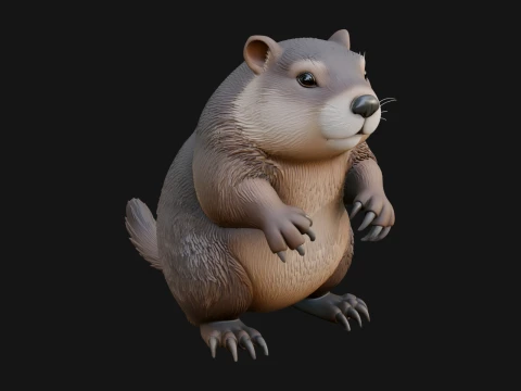 Marmot Statue Design 4 - 3D Print Model Modelo de Impressão 3D