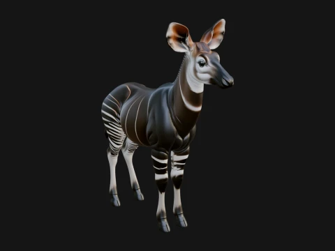 Okapi Forest Giraffe Statue Design 3 - 3D Print Model 3D Print Model