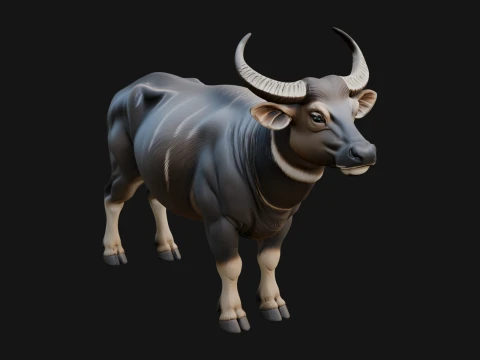Water Buffalo Statue Design 4 - 3D Print Model 3D Print Model