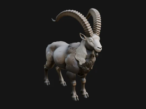 Ibex Goat Statue Design 1 - 3D Print Model 3D Print Model