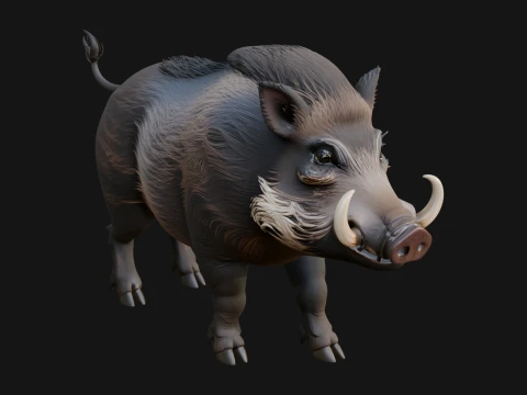 Wild Boar Statue Design 7 - 3D Print Model 3D Print Model