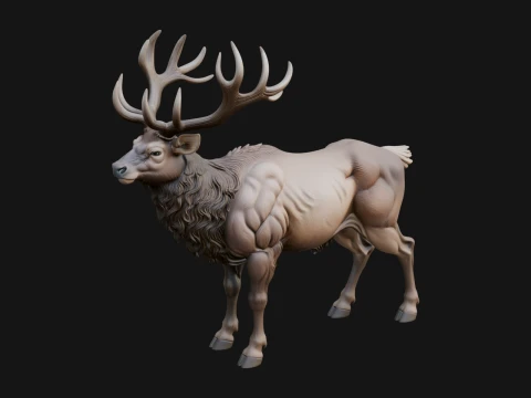 Reindeer Statue Design 1 - 3D Print Model Modèles 3D en vedette