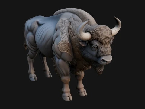 Water Buffalo Statue Design 5 - 3D Print Model 3Dプリントモデル