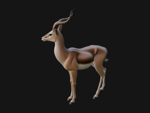 Gazelle Statue Design 11 - 3D Print Model Modèles 3D en vedette