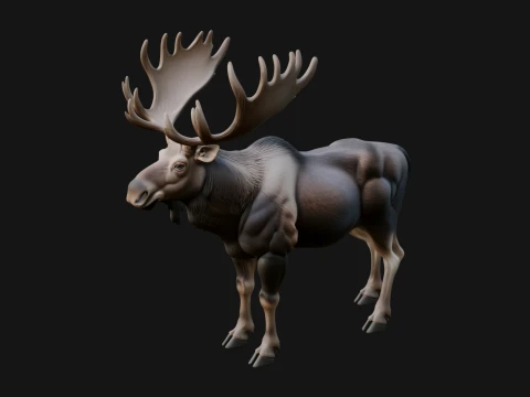 Bull Moose Statue Design 3 - 3D Print Model 3Dプリントモデル