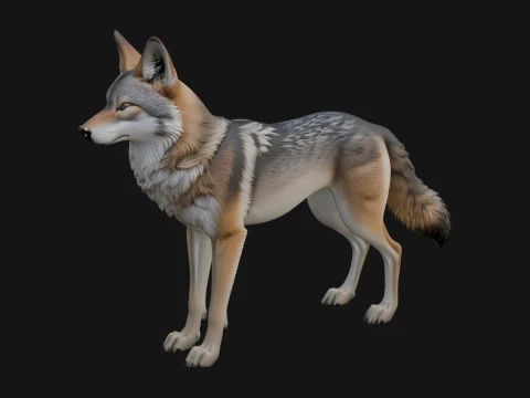 Gray Wolf Animal Statue Design 4 - 3D Print Model 3D Print Model