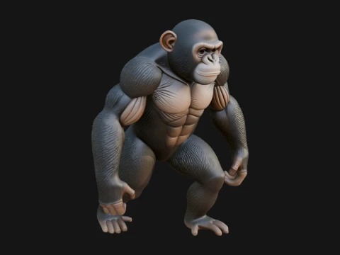 Chimpanzee Statue Design 2 - 3D Print Model 3D Print Model