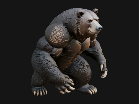 Brown Bear Statue Design 3 - 3D Print Model 3D Print Model