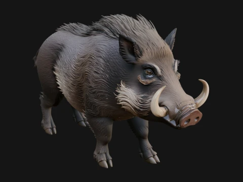 Wild Boar Statue Design 8 - 3D Print Model 3D Print Model