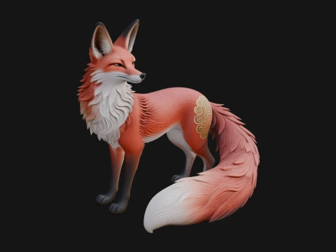 Red Fox Statue Design 1 - 3D Print Model 3D printmodel