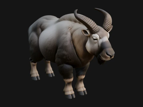 Wildebeest Statue Design 1 - 3D Print Model 3D Druckmodell