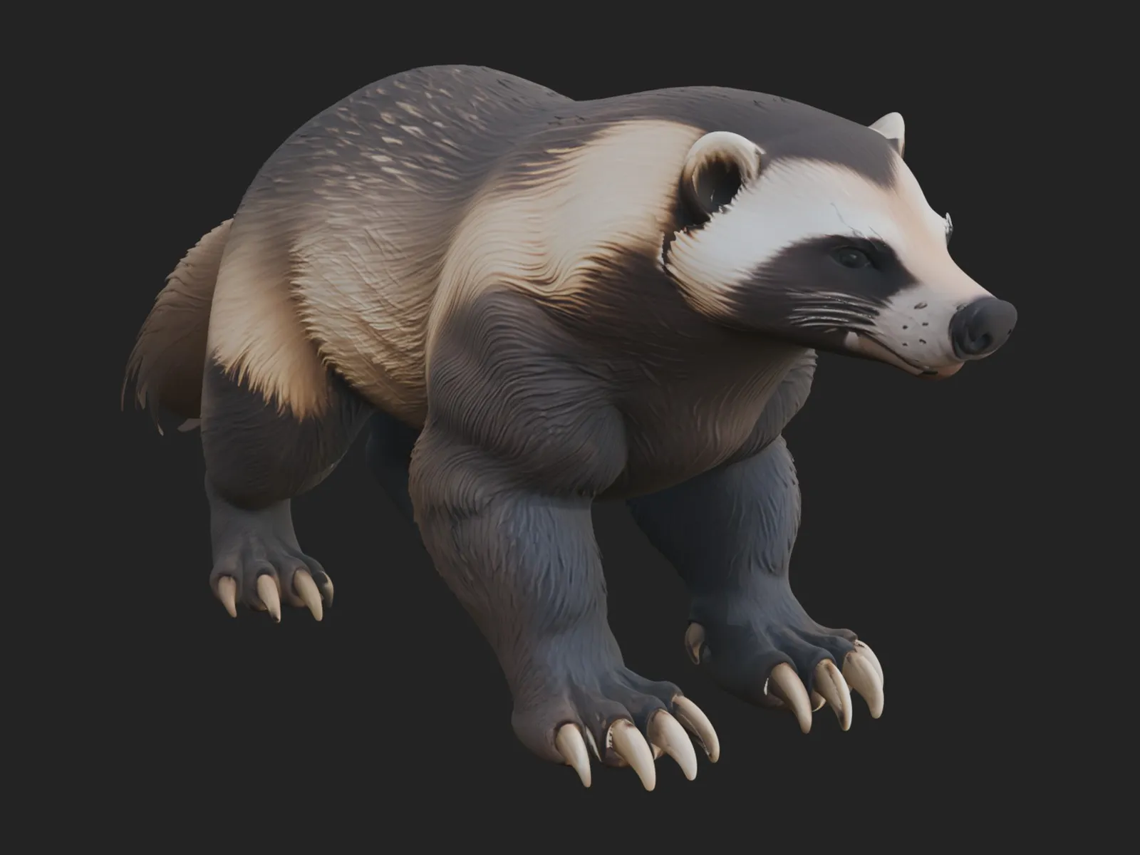 Honey Badger Statue Design 1 - 3D Print Model 3D Print Model .c4d .max .obj .3ds .fbx .stl .blend 