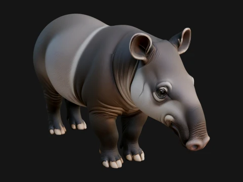 Lowland Tapir Statue Design 7 - 3D Print Model 3D Print Model