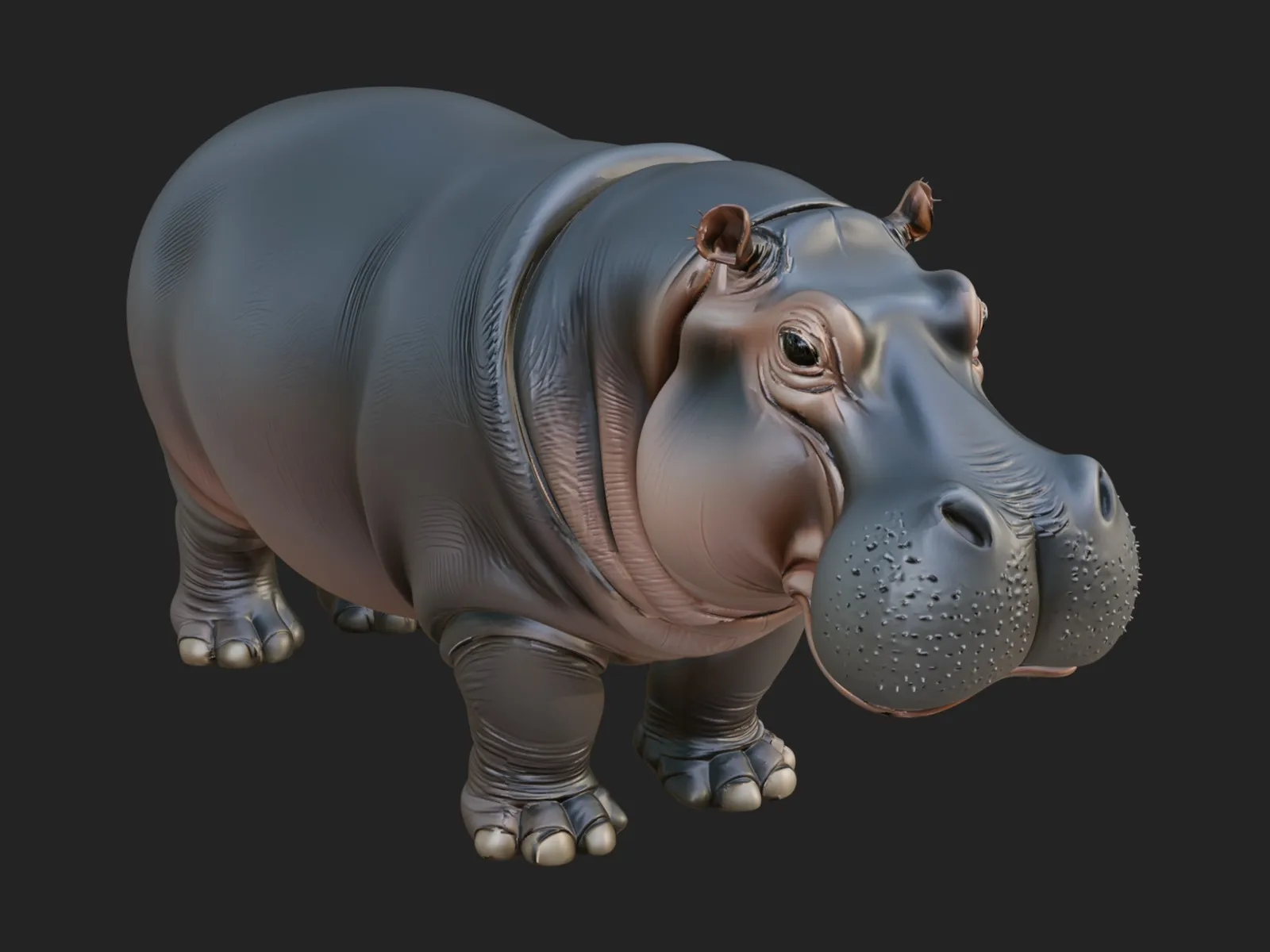 Hippopotamus Statue Design 3 - 3D Print Model 3D Print Model .c4d .max .obj .3ds .fbx .stl .blend 