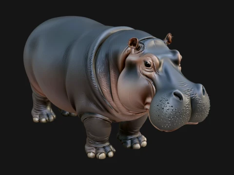 Hippopotamus Statue Design 3 - 3D Print Model 3D printmodel