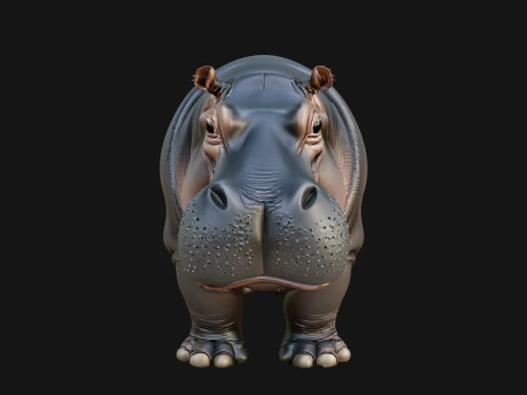 Hippopotamus Statue Design 3 - 3D Print Model 3D Print Model
