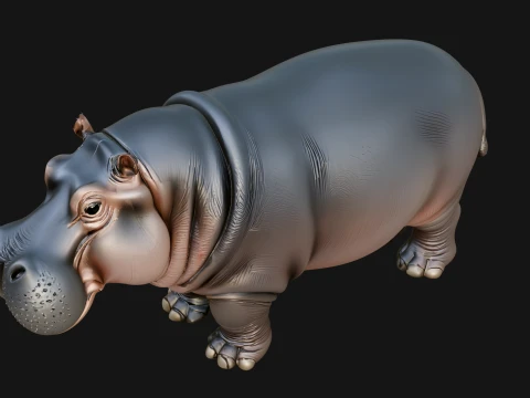 Hippopotamus Statue Design 3 - 3D Print Model 3D Print Model