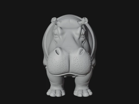 Hippopotamus Statue Design 3 - 3D Print Model 3D Print Model