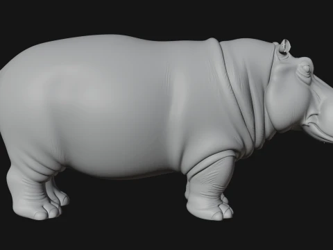 Hippopotamus Statue Design 3 - 3D Print Model 3D Print Model