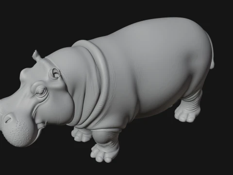 Hippopotamus Statue Design 3 - 3D Print Model 3D Print Model