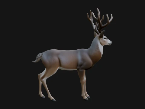 Stag Deer Statue Design 11 - 3D Print Model 3D Print Model