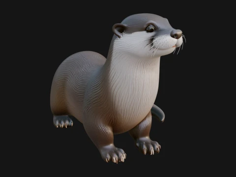 River Otter Statue Design 2 - 3D Print Model 3D Принт Модель