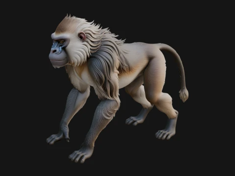 Baboon Statue Design 5 - 3D Print Model 3D 프린트 모델