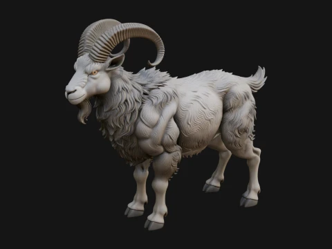 Ibex Goat Statue Design 3 - 3D Print Model 3D Print Model