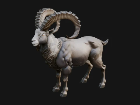 Ibex Goat Statue Design 4 - 3D Print Model 3D Print Model