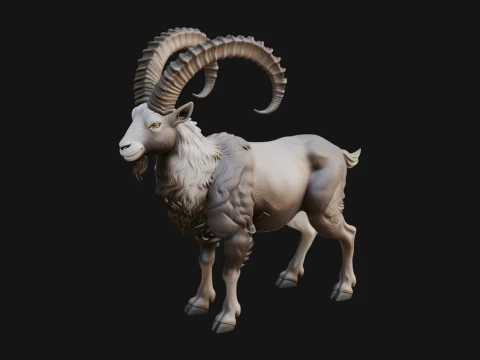 Ibex Goat Statue Design 5 - 3D Print Model 3D Print Model
