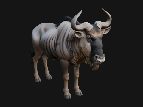 Wildebeest Statue Design 2 - 3D Print Model 3D Druckmodell