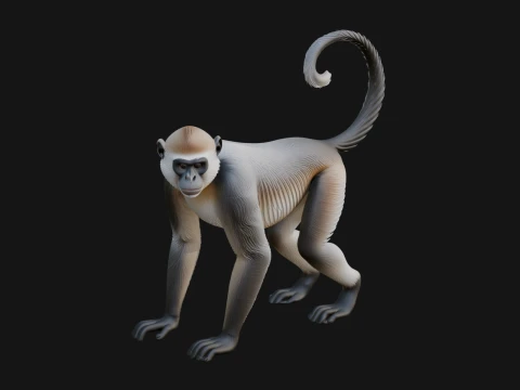 Monkey Statue Design 13 - 3D Print Model Modèles 3D en vedette
