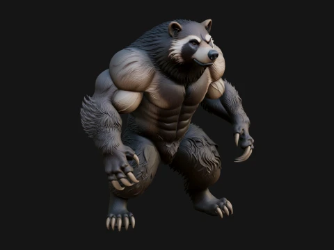 Brown Bear Statue Design 4 - 3D Print Model Model do druku 3D