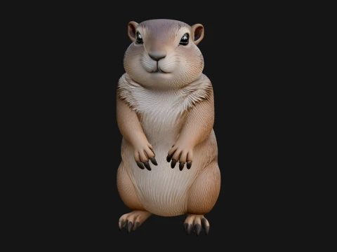 Marmot Statue Design 6 - 3D Print Model Modelo de Impressão 3D