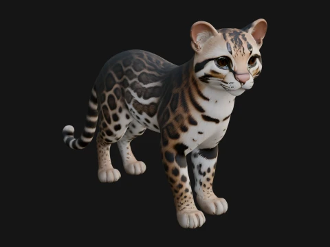 Ocelot Cat Statue Design 6 - 3D Print Model 3D 프린트 모델