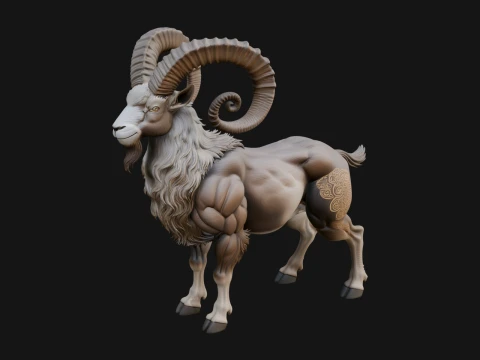 Ibex Goat Statue Design 6 - 3D Print Model 3D Print Model