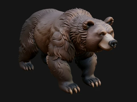 Brown Bear Statue Design 5 - 3D Print Model Model do druku 3D