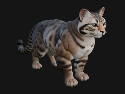 Jungle Cat Statue Design 3 - 3D Print Model 3D 프린트 모델