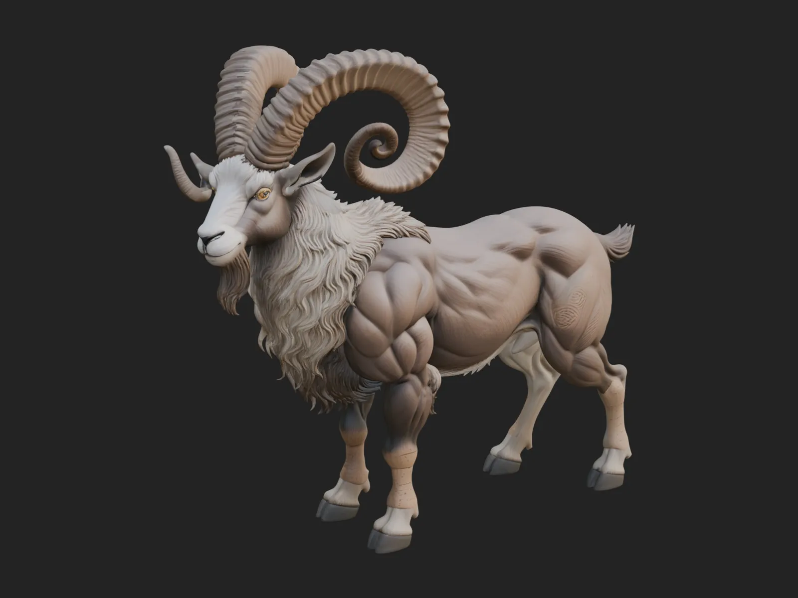 Ibex Goat Statue Design 8 - 3D Print Model 3D Print Model .c4d .max .obj .3ds .fbx .stl .blend 