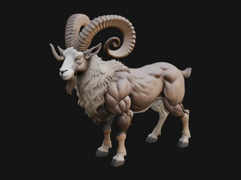 Ibex Goat Statue Design 8 - 3D Print Model 3D Print Model
